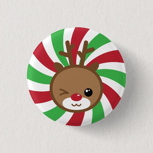 Kawaii Reindeer Button (Voorkant)