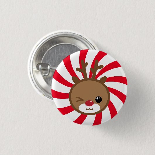 Kawaii Reindeer Button (Voorkant /achterkant)