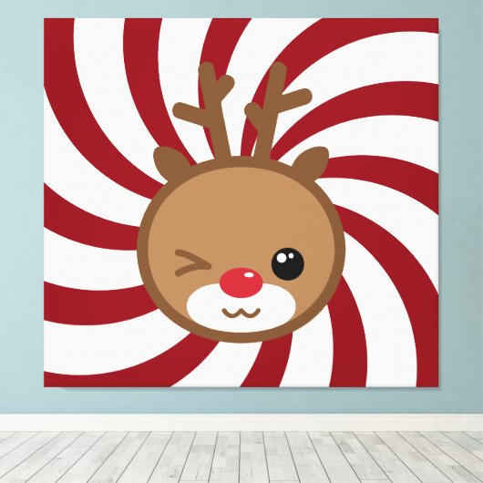 Kawaii Reindeer Canvas Wall Art (Insitu (Houten vloer))