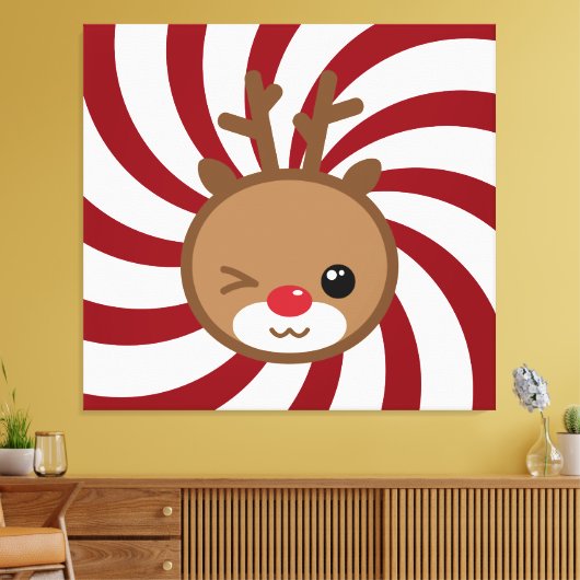 Kawaii Reindeer Canvas Wall Art (Insitu (Woonkamer))