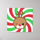 Kawaii Reindeer Canvas Wall Art (Voorkant)