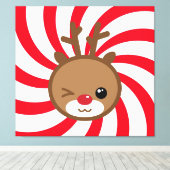Kawaii Reindeer Canvas Wall Art (Insitu (Houten vloer))