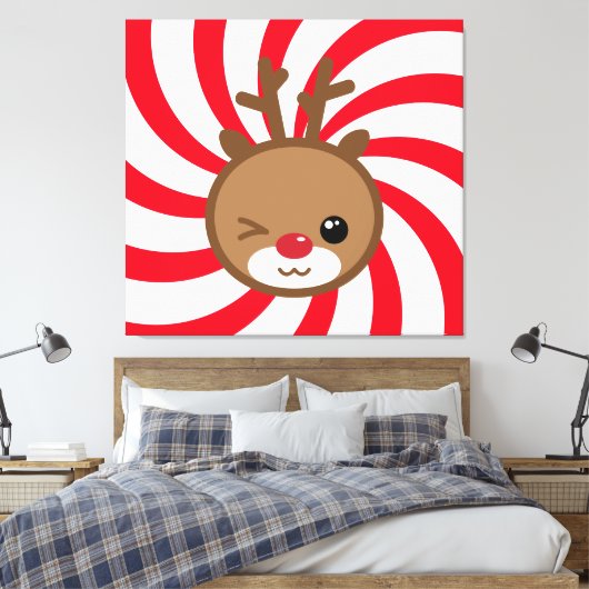Kawaii Reindeer Canvas Wall Art (Insitu (Slaapkamer))