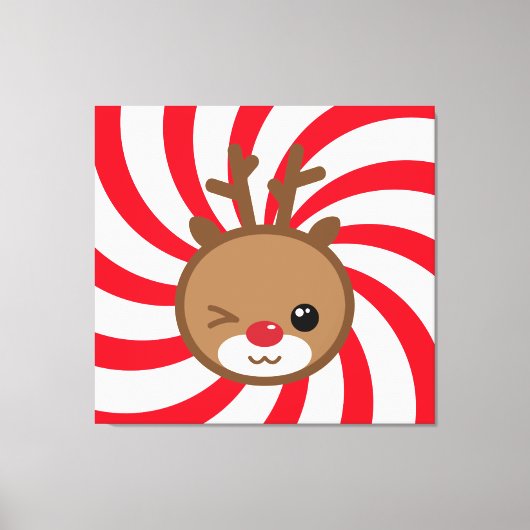 Kawaii Reindeer Canvas Wall Art (Voorkant)