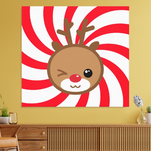 Kawaii Reindeer Canvas Wall Art (Insitu (Woonkamer))