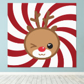 Kawaii Reindeer Canvas Wall Art Afdruk (Insitu (Houten vloer))