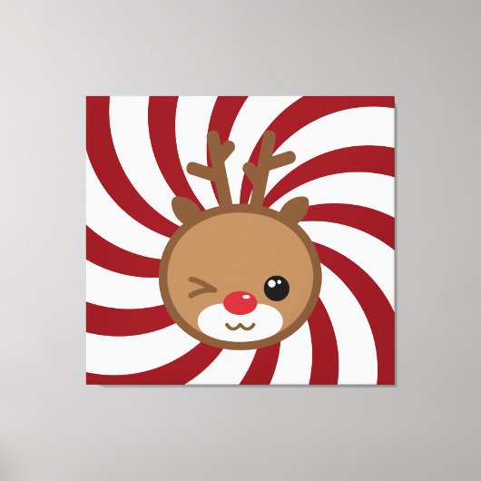 Kawaii Reindeer Canvas Wall Art Afdruk (Voorkant)