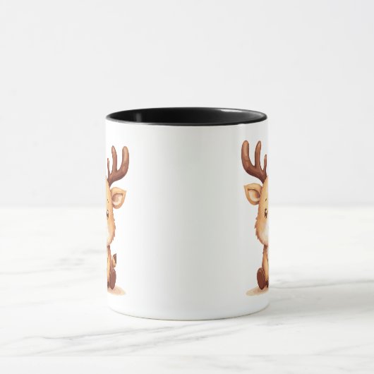 Kawaii Reindeer Christmas Holiday Coffee Mug Mok (Midden)