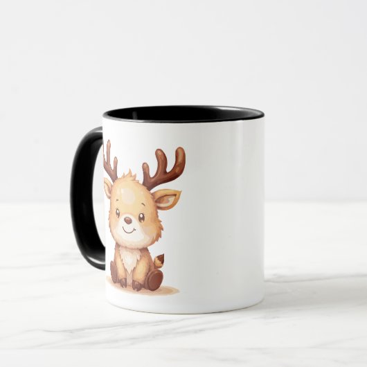 Kawaii Reindeer Christmas Holiday Coffee Mug Mok (Voorkant links)