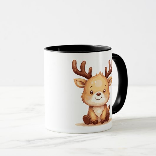Kawaii Reindeer Christmas Holiday Coffee Mug Mok (Voorkant rechts)