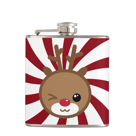 Kawaii Reindeer Flask Heupfles (Voorkant)