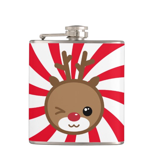 Kawaii Reindeer Flask Heupfles (Voorkant)