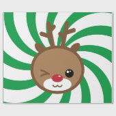 Kawaii Reindeer Gift Wrap Cadeaupapier (Vlak)