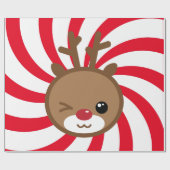 Kawaii Reindeer Gift Wrap Cadeaupapier (Vlak)