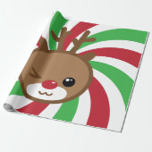 Kawaii Reindeer Gift Wrap Cadeaupapier (Uitgerold)