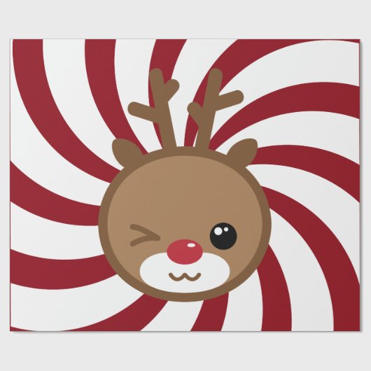 Kawaii Reindeer Gift Wrap Cadeaupapier (Vlak)