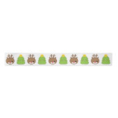 Kawaii Reindeer & kerstboom Ribbon Satijnen Lint (Voorkant)