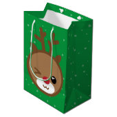 Kawaii Reindeer kerstcadeau Medium Cadeauzakje (Voorkant Gekanteld)