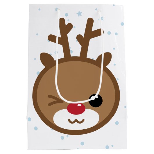 Kawaii Reindeer kerstcadeau Medium Cadeauzakje (Achterkant)