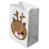 Kawaii Reindeer kerstcadeau Medium Cadeauzakje (Achterkant Gekanteld)