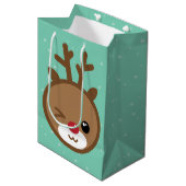 Kawaii Reindeer kerstcadeau Medium Cadeauzakje (Voorkant Gekanteld)