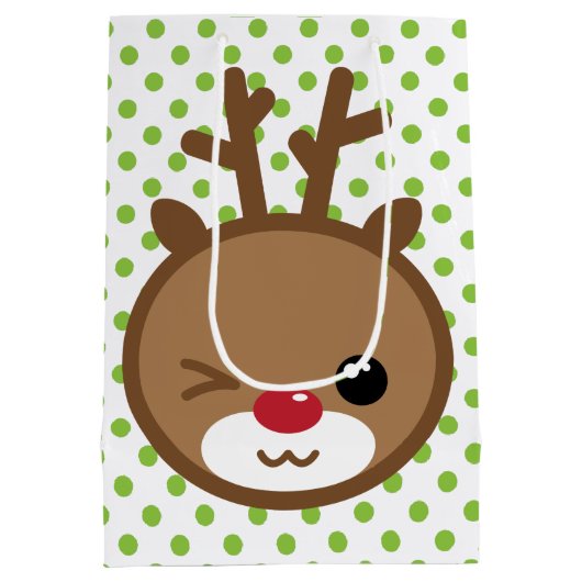 Kawaii Reindeer kerstcadeau Medium Cadeauzakje (Achterkant)