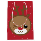 Kawaii Reindeer kerstcadeau Medium Cadeauzakje (Voorkant)