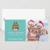 Kawaii Reindeer-kerstfotokaarten Feestdagenkaart (Voorkant / Achterkant)