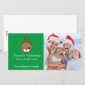 Kawaii Reindeer-kerstfotokaarten Feestdagenkaart (Voorkant / Achterkant)