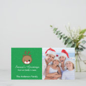 Kawaii Reindeer-kerstfotokaarten Feestdagenkaart (Staand voorkant)