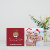 Kawaii Reindeer-kerstfotokaarten Feestdagenkaart (Staand voorkant)