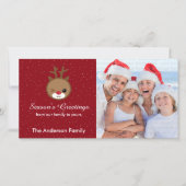 Kawaii Reindeer-kerstfotokaarten Feestdagenkaart (Voorkant)