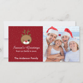 Kawaii Reindeer-kerstfotokaarten Feestdagenkaart