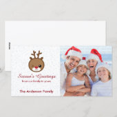 Kawaii Reindeer-kerstfotokaarten Feestdagenkaart (Voorkant / Achterkant)