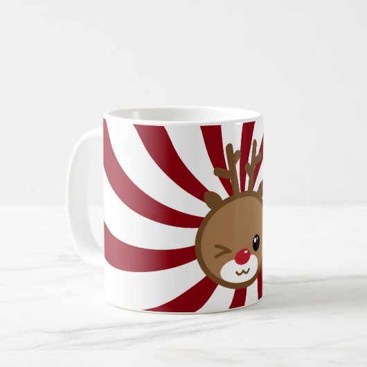 Kawaii Reindeer Kerstmis Mok (Voorkant links)