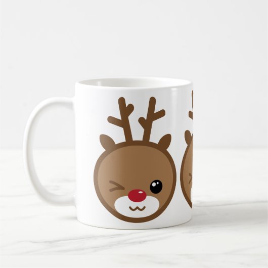 Kawaii Reindeer Kerstmis Mok (Links)