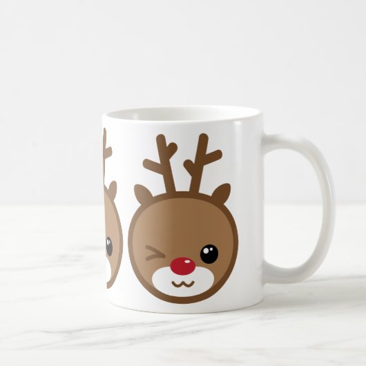 Kawaii Reindeer Kerstmis Mok (Rechts)