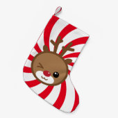 Kawaii Reindeer Kerstmis Stocking Kleine Kerstsok (Voorkant (Hangend))
