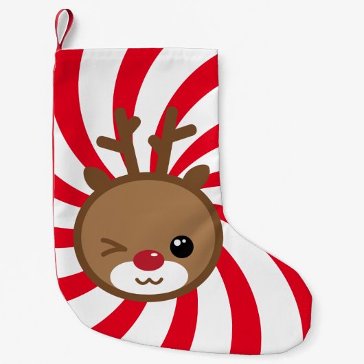 Kawaii Reindeer Kerstmis Stocking Kleine Kerstsok (Voorkant)