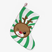 Kawaii Reindeer Kerstmis Stocking Kleine Kerstsok (Voorkant (Hangend))
