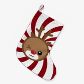 Kawaii Reindeer Kerstmis Stocking Kleine Kerstsok (Voorkant (Hangend))