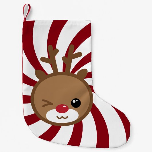 Kawaii Reindeer Kerstmis Stocking Kleine Kerstsok (Voorkant)