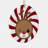 Kawaii Reindeer Kerstversier Keramisch Ornament (Rechts)