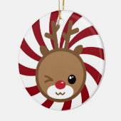 Kawaii Reindeer Kerstversier Keramisch Ornament (Links)