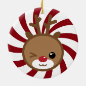 Kawaii Reindeer Kerstversier Keramisch Ornament (Achterkant)