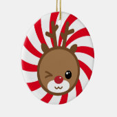 Kawaii Reindeer Kerstversier Keramisch Ornament (Rechts)
