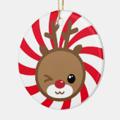 Kawaii Reindeer Kerstversier Keramisch Ornament (Links)