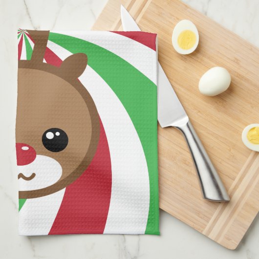 Kawaii Reindeer Kitchen Towel Theedoek (Quarter Fold)