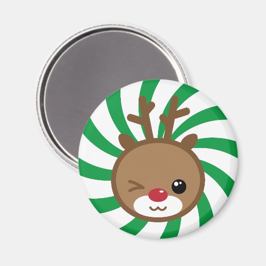 Kawaii Reindeer Magnet (Voorkant / Achterkant)