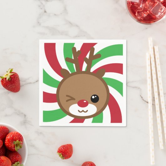 Kawaii Reindeer Paper Napkins Servetten (Insitu)